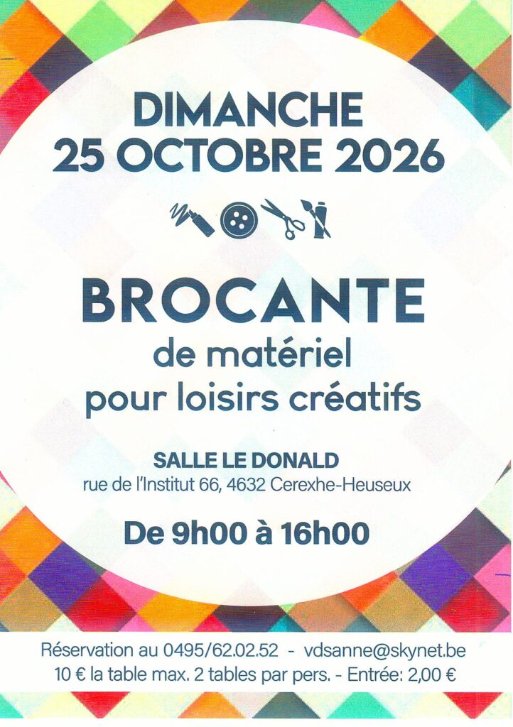 Brocante de matériel pour loisirs créatifs à Cerexhe-Heuseux