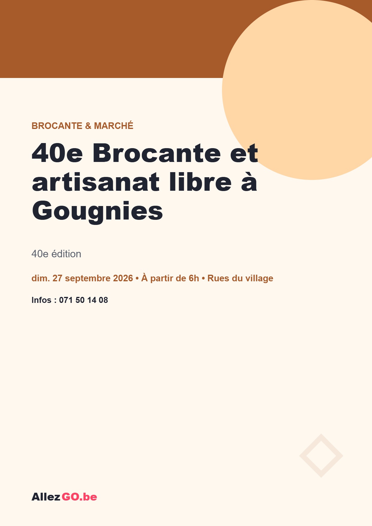 Voir l’affiche de 40e Brocante et artisanat libre à Gougnies