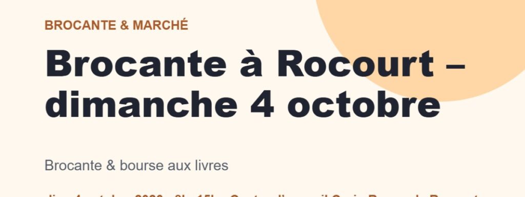 Brocante à Rocourt – dimanche 4 octobre