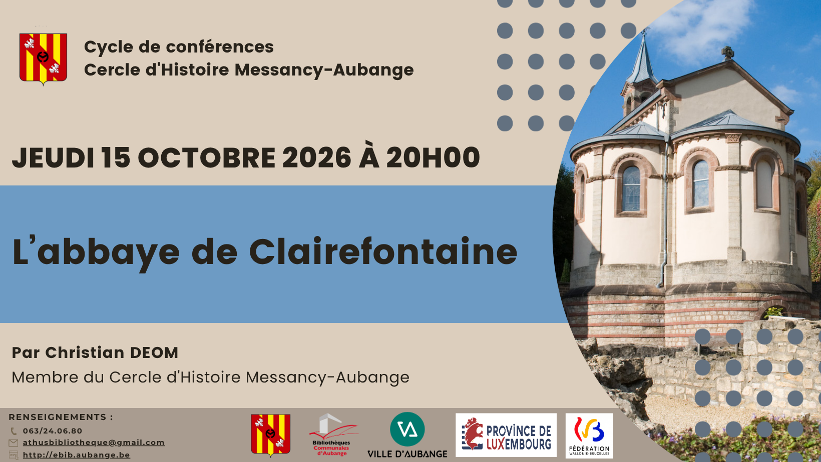 Conférence “L’abbaye de Clairefontaine” par Christian DEOM
