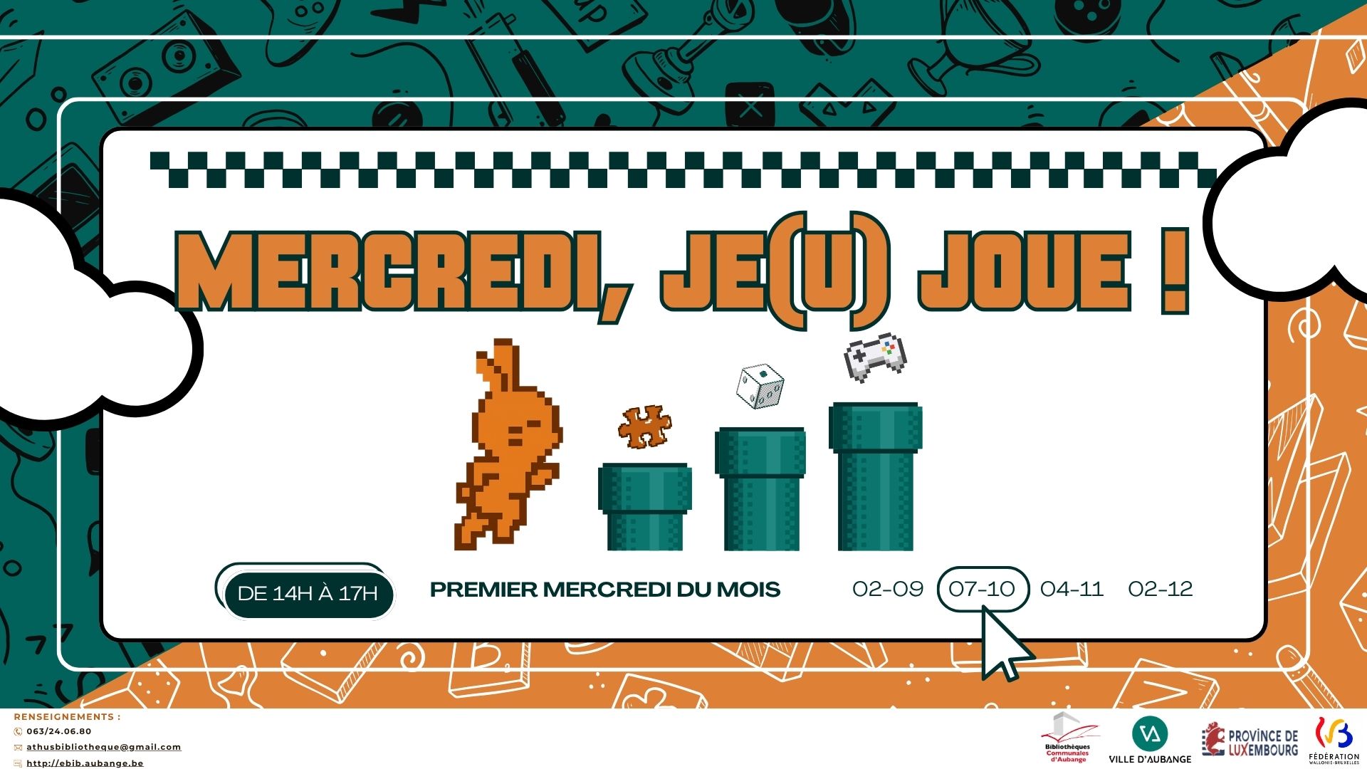 Mercredi, je(u) joue d’octobre à la bibliothèque d’Athus
