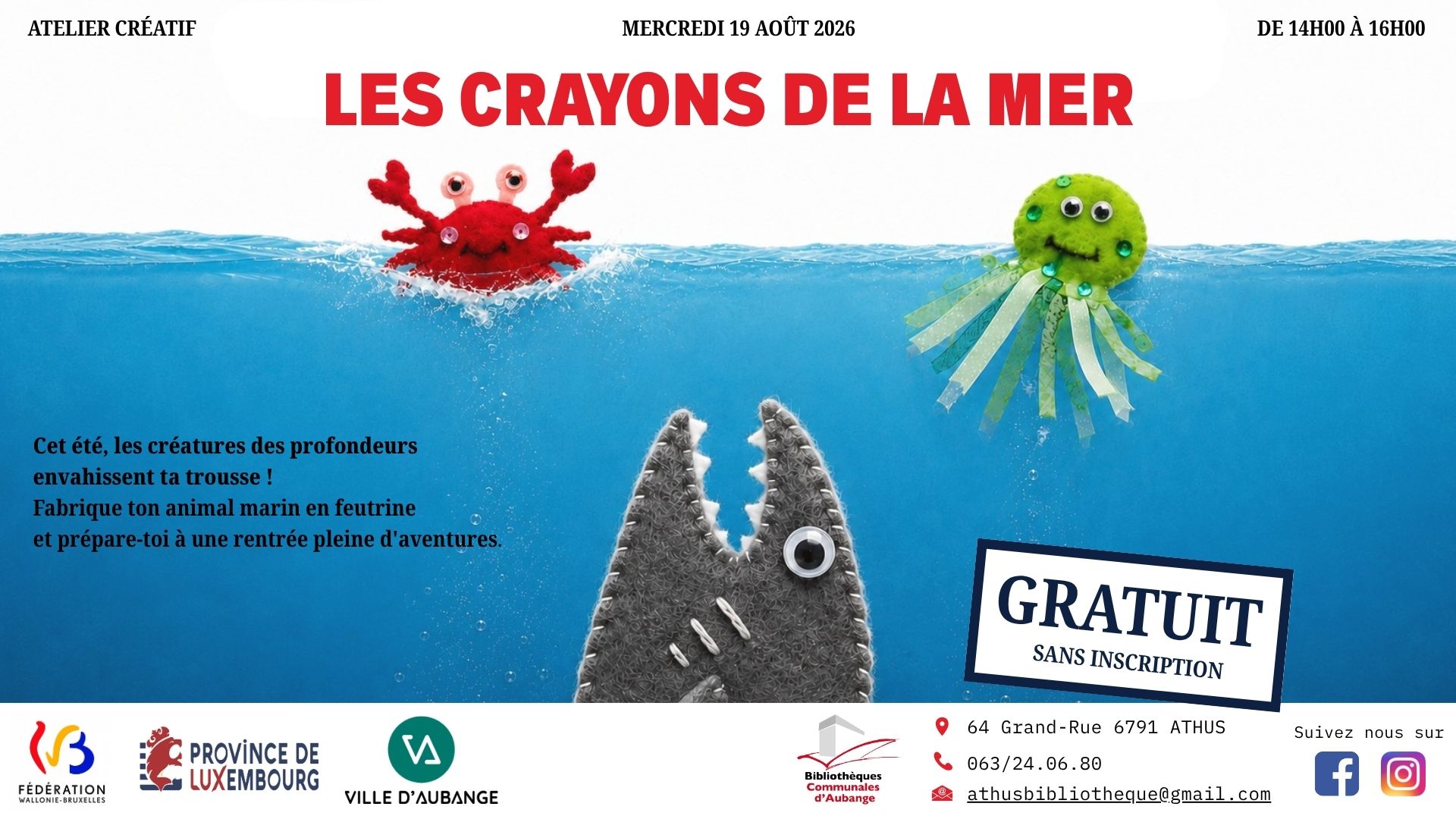 Atelier créatif estival à la bibliothèque d’Athus | Les crayons de la mer