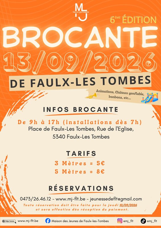 6ème édition de la brocante de Faulx-les-Tombes