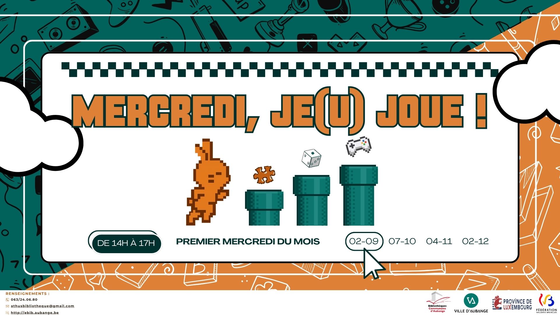 Mercredi, je(u) joue de septembre à la bibliothèque d’Athus